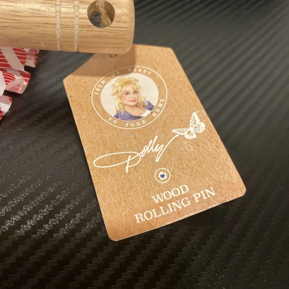 NWT Dolly Parton Etched‎ Signature Butterfly Wood Rolling Pin